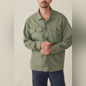 Faherty Commander Cotton Linen Button Up Shirt Jacket Green Spring Forest XXL